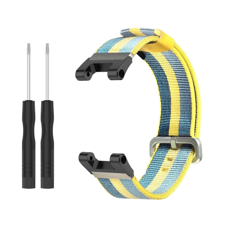 Huami Amazfit T-Rex / T-Rex Pro Canvas Watch Band Quick Release Watch Strap with Stainless Steel Buckle - Orange Blue