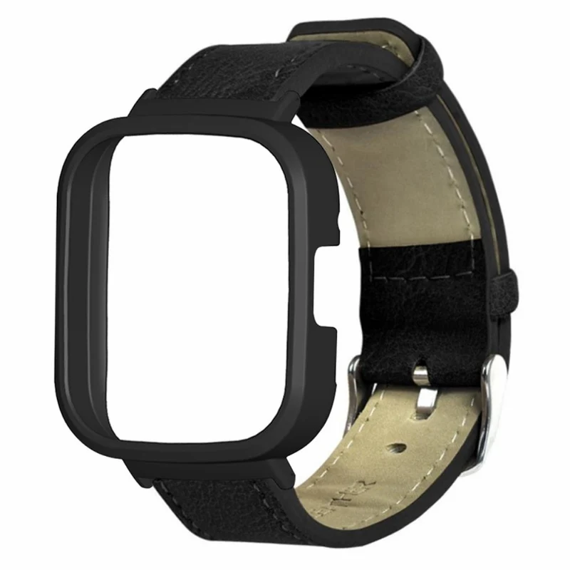 Vegan Leather Watch Band for Redmi Band 3 Replacement Wrist Strap with Watch Case