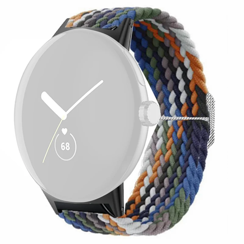 Braided Elastic Watch Band Google Pixel Watch / Watch 2 Replacement Adjustable Wrist Strap - Rainbow