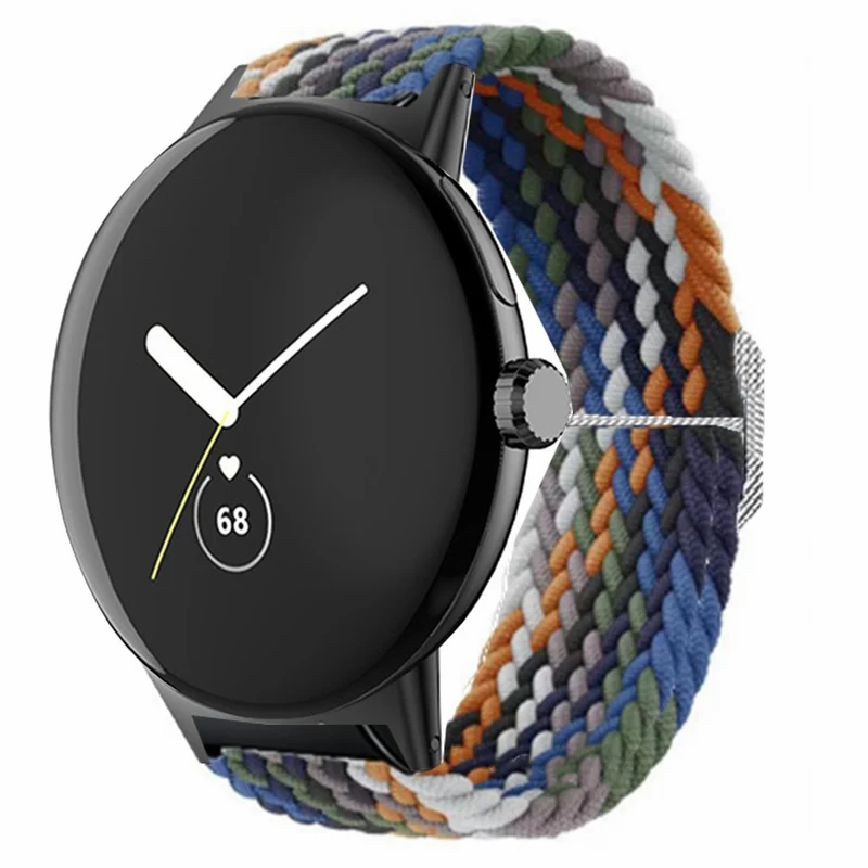 Braided Elastic Watch Band Google Pixel Watch / Watch 2 Replacement Adjustable Wrist Strap - Rainbow