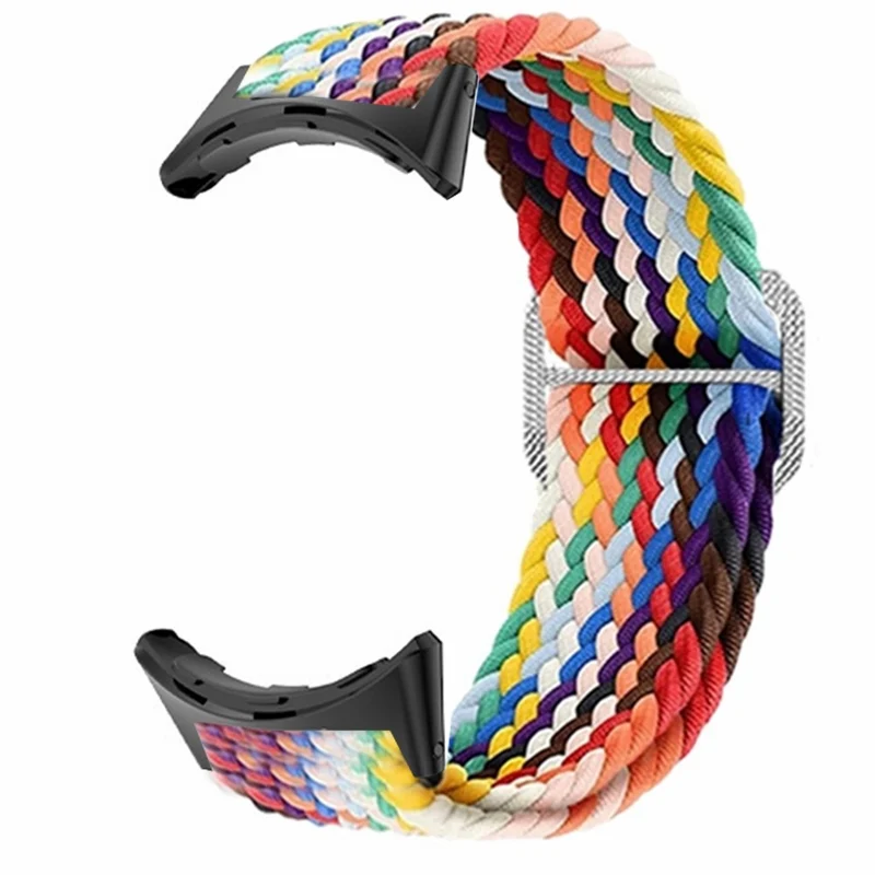 Braided Elastic Watch Band Google Pixel Watch / Watch 2 Replacement Adjustable Wrist Strap - Rainbow