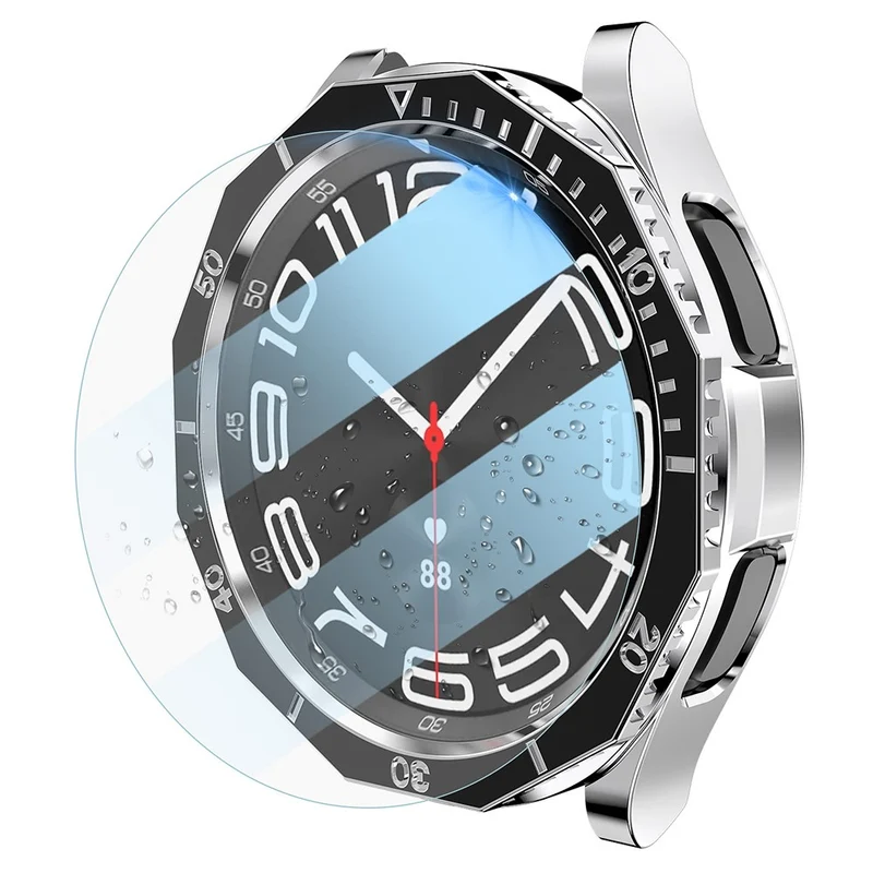Samsung Galaxy Watch6 Classic 43mm Bump Resistant Case with Tempered Glass FilmandDial Bezel Ring Watch Case Cover - Black+Gold