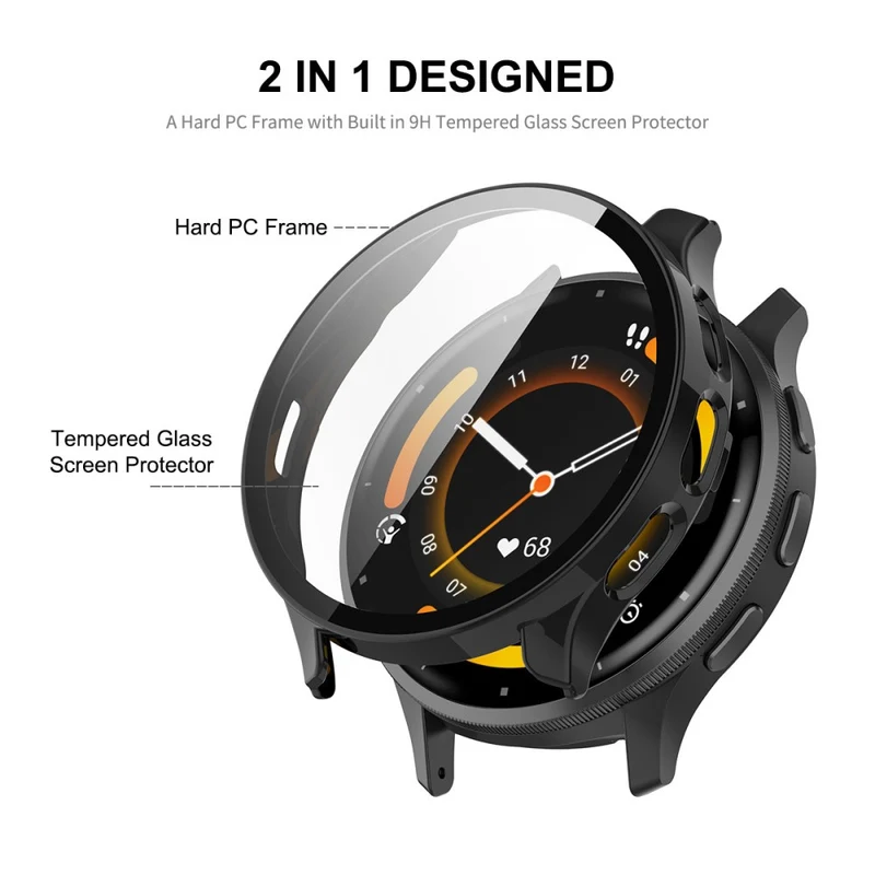 ENKAY Hat Prince Garmin Venu 3S Bump Resistant Watch Case Full Protective Cover with HD Tempered Glass Film
