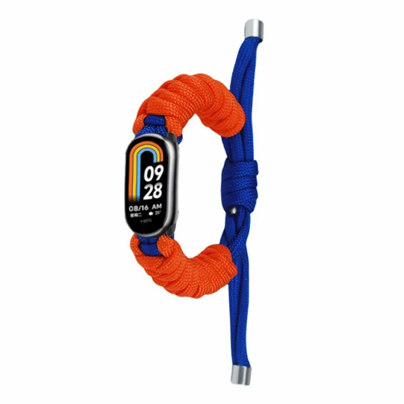 Xiaomi Smart Band 8 / Smart Band 8 NFC Watch Band Contrast Color Braided Rope Bracelet - Sapphire+Orange