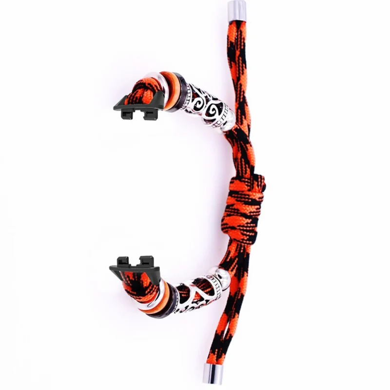 Huawei Band 8 Watch Band Beads Decor Braided Rope Adjustable Wrist Strap - Black Orange Camo