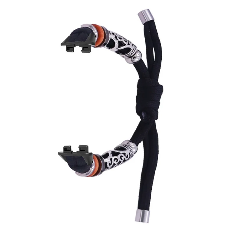 Huawei Band 8 Watch Band Beads Decor Braided Rope Adjustable Wrist Strap - Black Orange Camo