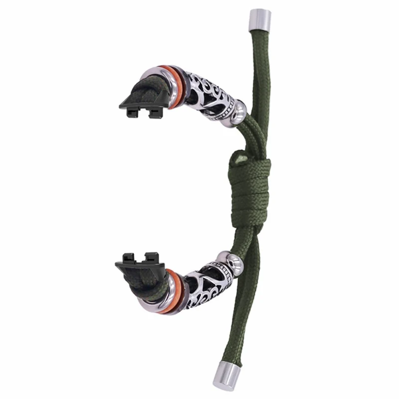 Huawei Band 8 Watch Band Beads Decor Braided Rope Adjustable Wrist Strap - Black Orange Camo