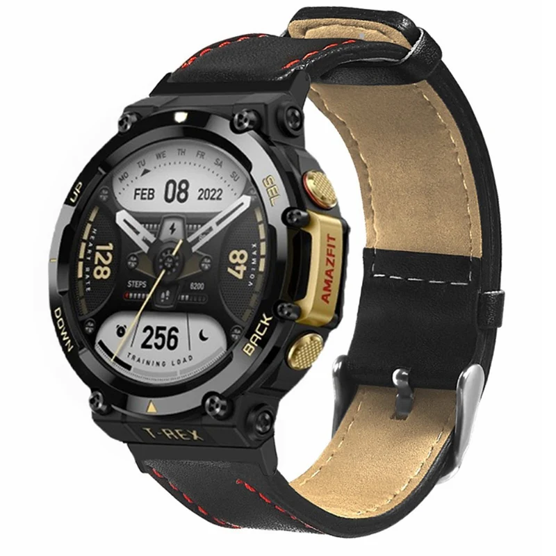 Huami Amazfit T-Rex 2 Watch Strap Stitching Lines Genuine Cow Leather Band Replacement