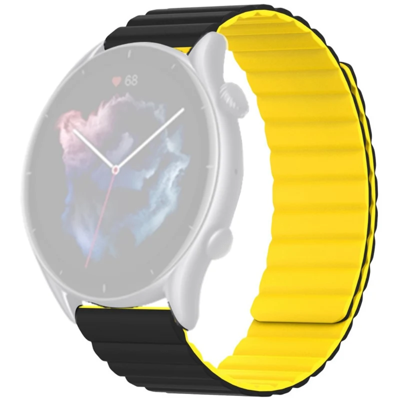 Huami Amazfit GTS 4 / 3 / 2 / 1 / mini Magnetic Watch Band Universal 22mm Silicone Straps - Black+Orange