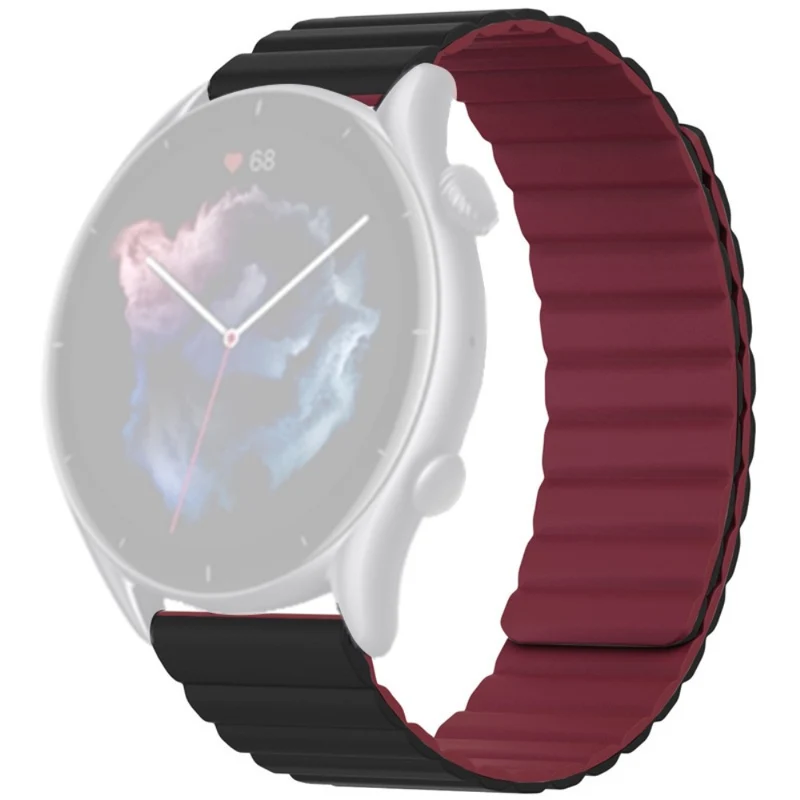 Huami Amazfit GTS 4 / 3 / 2 / 1 / mini Magnetic Watch Band Universal 22mm Silicone Straps - Black+Orange