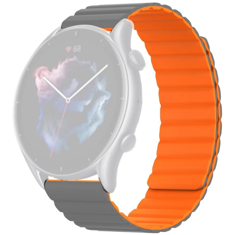 Huami Amazfit GTS 4 / 3 / 2 / 1 / mini Magnetic Watch Band Universal 22mm Silicone Straps - Black+Orange