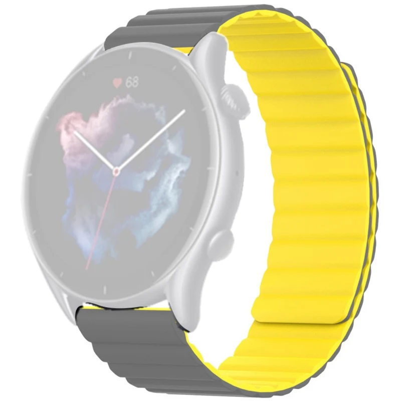 Huami Amazfit GTS 4 / 3 / 2 / 1 / mini Magnetic Watch Band Universal 22mm Silicone Straps - Black+Orange