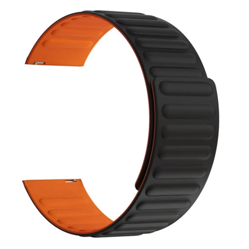Huami Amazfit GTS 4 / 3 / 2 / 1 / mini Magnetic Watch Band Universal 22mm Silicone Straps - Black+Orange