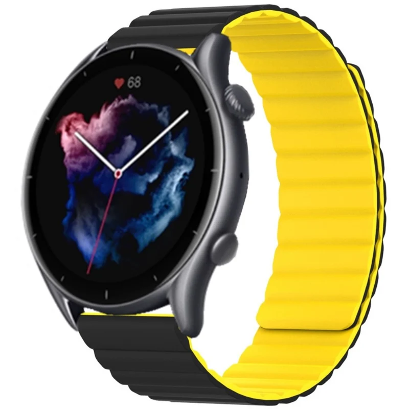 Huami Amazfit GTS 4 / 3 / 2 / 1 / mini Magnetic Watch Band Universal 22mm Silicone Straps - Black+Orange