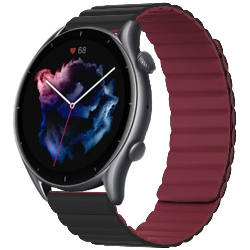 Huami Amazfit GTS 4 / 3 / 2 / 1 / mini Magnetic Watch Band Universal 22mm Silicone Straps - Black+Orange