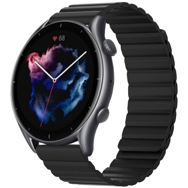 Huami Amazfit GTS 4 / 3 / 2 / 1 / mini Magnetic Watch Band Universal 22mm Silicone Straps - Black+Orange