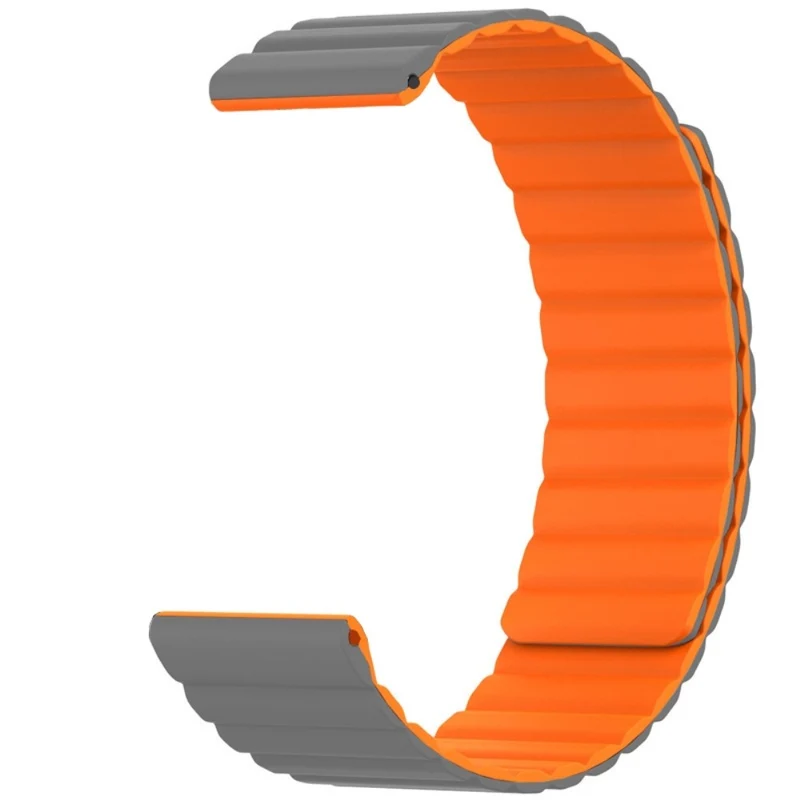 Huami Amazfit GTS 4 / 3 / 2 / 1 / mini Magnetic Watch Band Universal 22mm Silicone Straps - Black+Orange