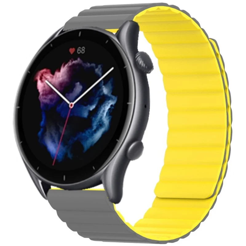 Huami Amazfit GTS 4 / 3 / 2 / 1 / mini Magnetic Watch Band Universal 22mm Silicone Straps - Black+Orange