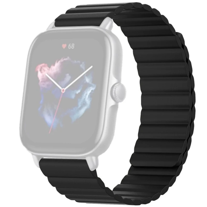 Huami Amazfit GTS 4 / 3 / 2 / 1 / mini Silicone Watch Strap 20mm Magnetic Sports Band - Black+Yellow