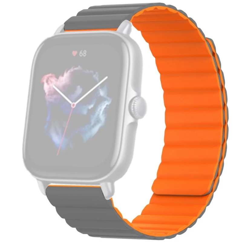 Huami Amazfit GTS 4 / 3 / 2 / 1 / mini Silicone Watch Strap 20mm Magnetic Sports Band - Black+Yellow