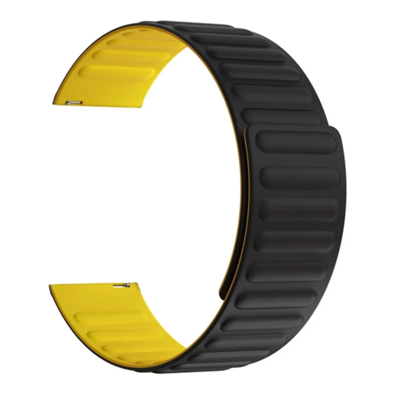 Huami Amazfit GTS 4 / 3 / 2 / 1 / mini Silicone Watch Strap 20mm Magnetic Sports Band - Black+Yellow
