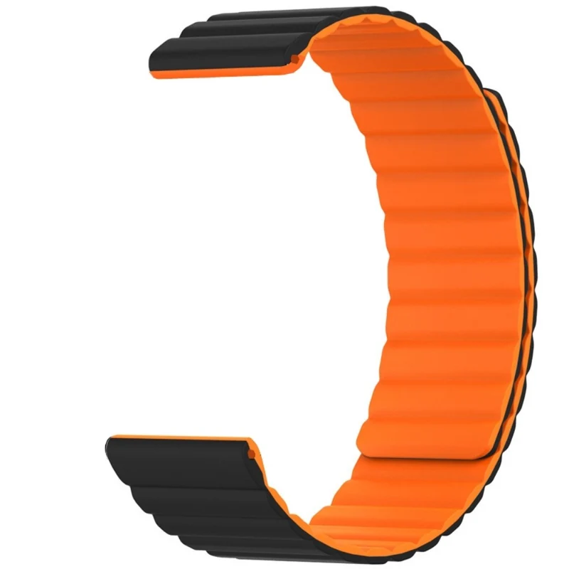 Huami Amazfit GTS 4 / 3 / 2 / 1 / mini Silicone Watch Strap 20mm Magnetic Sports Band - Black+Yellow