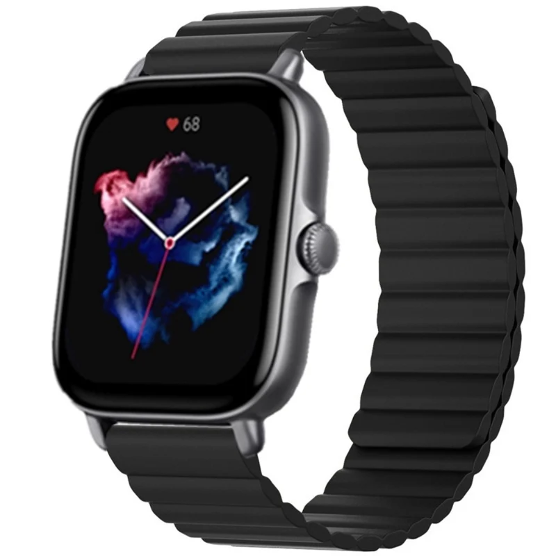Huami Amazfit GTS 4 / 3 / 2 / 1 / mini Silicone Watch Strap 20mm Magnetic Sports Band - Black+Yellow