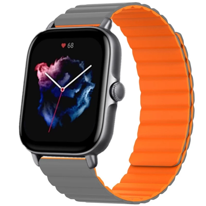 Huami Amazfit GTS 4 / 3 / 2 / 1 / mini Silicone Watch Strap 20mm Magnetic Sports Band - Black+Yellow