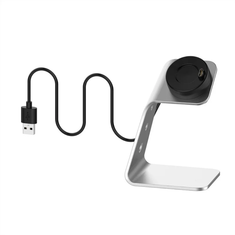 Garmin Venu 3 / Venu 3S / Vivoactiv 5 Watch Charger Stand Aluminium Alloy Charging Dock with Data Function - Right Port - Right Port / Silver