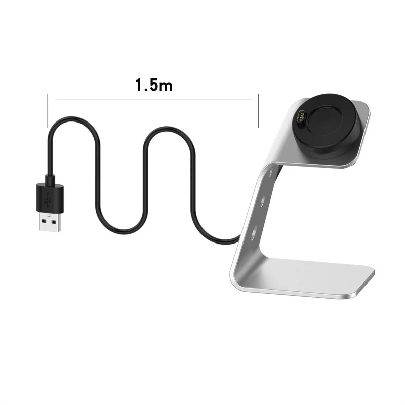 Garmin Venu 3 / Venu 3S / Vivoactiv 5 Watch Charger Stand Aluminium Alloy Charging Dock with Data Function - Right Port - Right Port / Silver