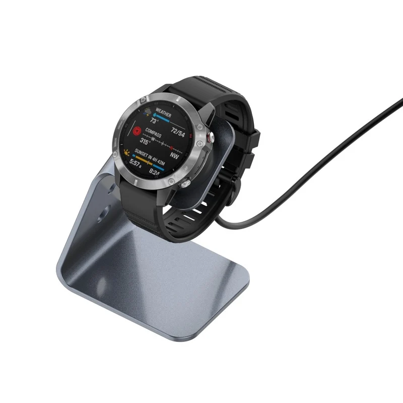 Garmin Venu 3 / Venu 3S / Vivoactiv 5 Watch Charger Stand Aluminium Alloy Charging Dock with Data Function - Right Port - Right Port / Silver