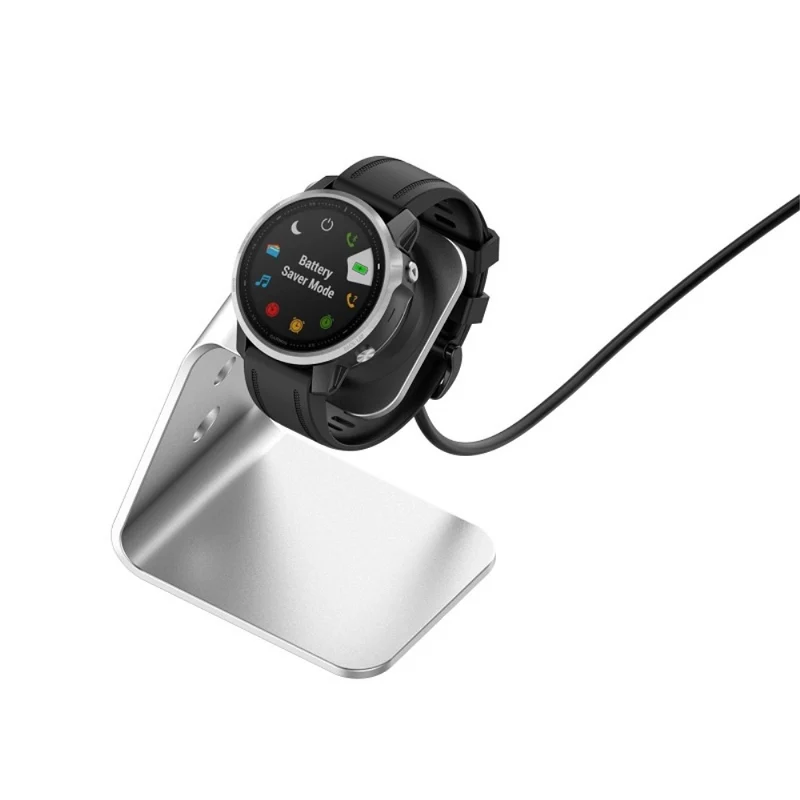 Garmin Venu 3 / Venu 3S / Vivoactiv 5 Watch Charger Stand Aluminium Alloy Charging Dock with Data Function - Right Port - Right Port / Silver