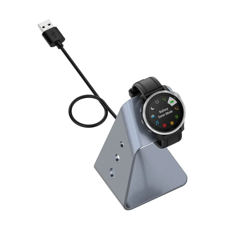 Garmin Venu 3 / Venu 3S / Vivoactiv 5 Watch Charger Stand Aluminium Alloy Charging Dock with Data Function - Right Port - Right Port / Silver