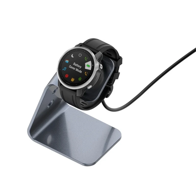 Garmin Venu 3 / Venu 3S / Vivoactiv 5 Watch Charger Stand Aluminium Alloy Charging Dock with Data Function - Right Port - Right Port / Silver