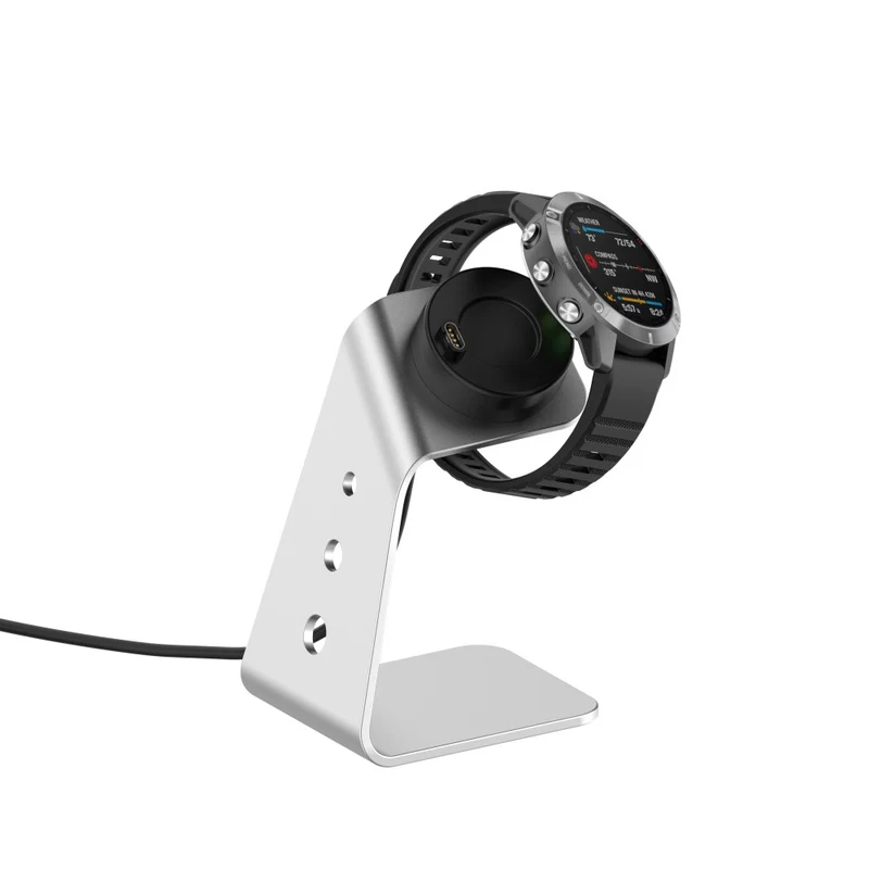 Garmin Venu 3 / Venu 3S / Vivoactiv 5 Watch Charger Stand Aluminium Alloy Charging Dock with Data Function - Right Port - Right Port / Silver