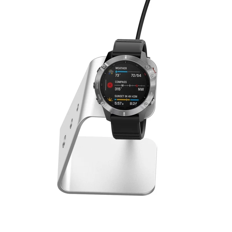 Garmin Venu 3 / Venu 3S / Vivoactiv 5 Watch Charger Stand Aluminium Alloy Charging Dock with Data Function - Right Port - Right Port / Silver