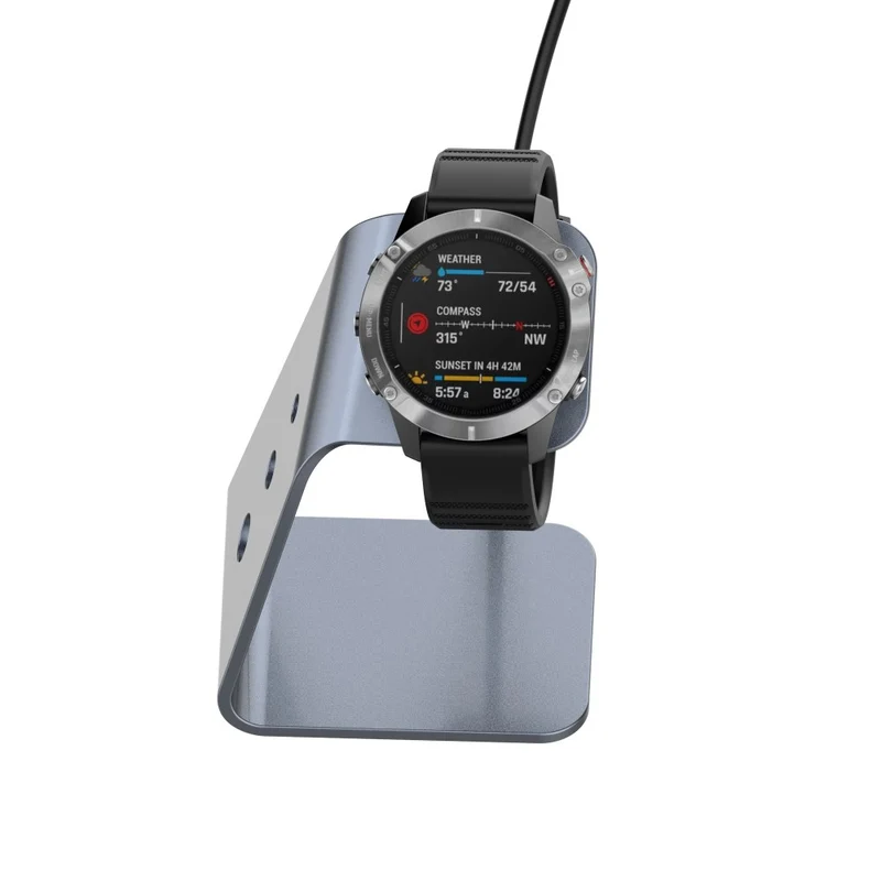 Garmin Venu 3 / Venu 3S / Vivoactiv 5 Watch Charger Stand Aluminium Alloy Charging Dock with Data Function - Right Port - Right Port / Silver