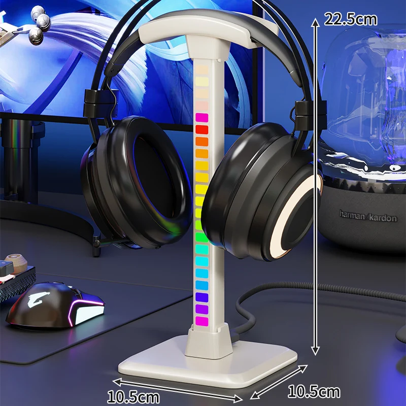 RGB LED Desktop Kopfhörerständer mit vertikaler Farbwechselbeleuchtung und gepolstertem Kopfteil