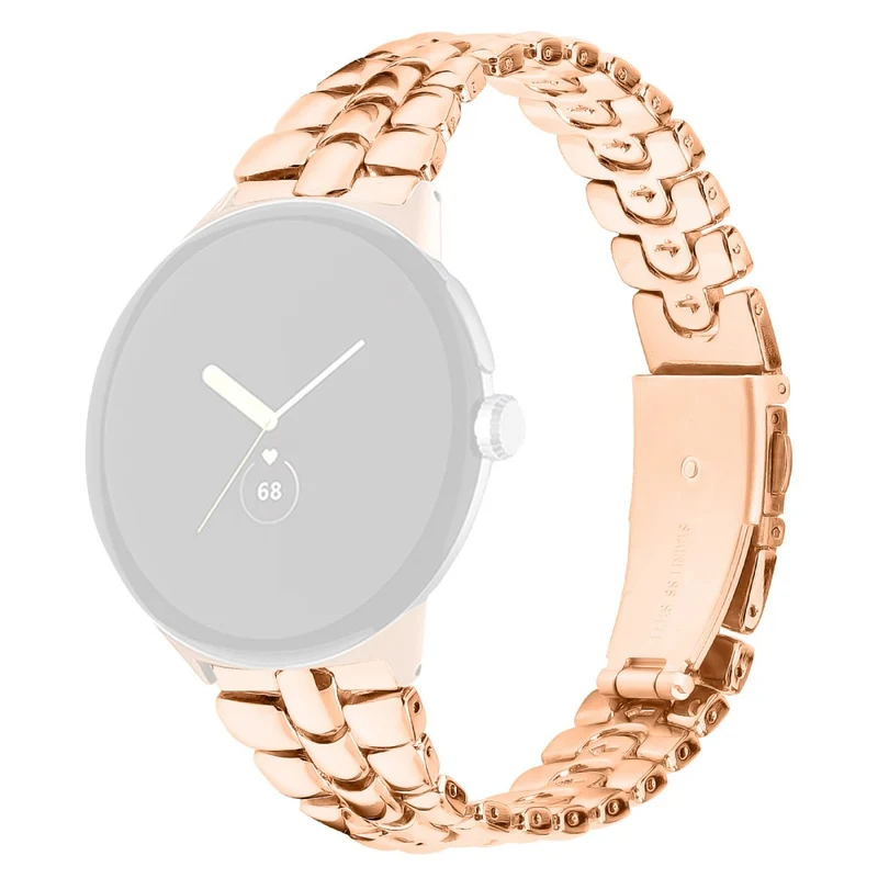 Google Pixel Watch / Watch 2 Fashion Alloy Watch Strap Replacement Wrist Band - Rose Gold