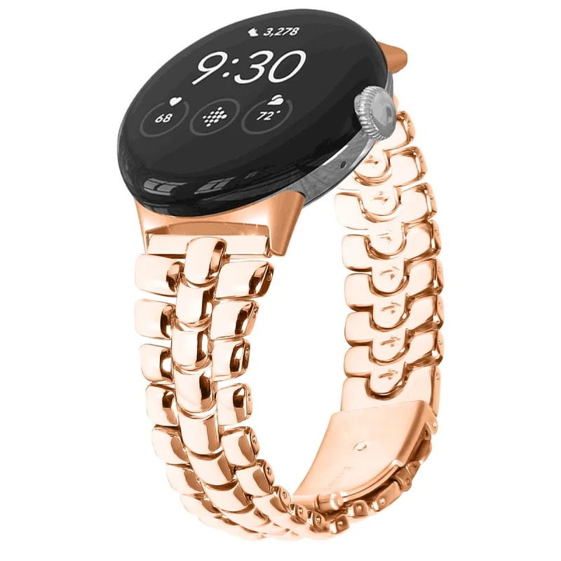 Google Pixel Watch / Watch 2 Fashion Alloy Watch Strap Replacement Wrist Band - Rose Gold
