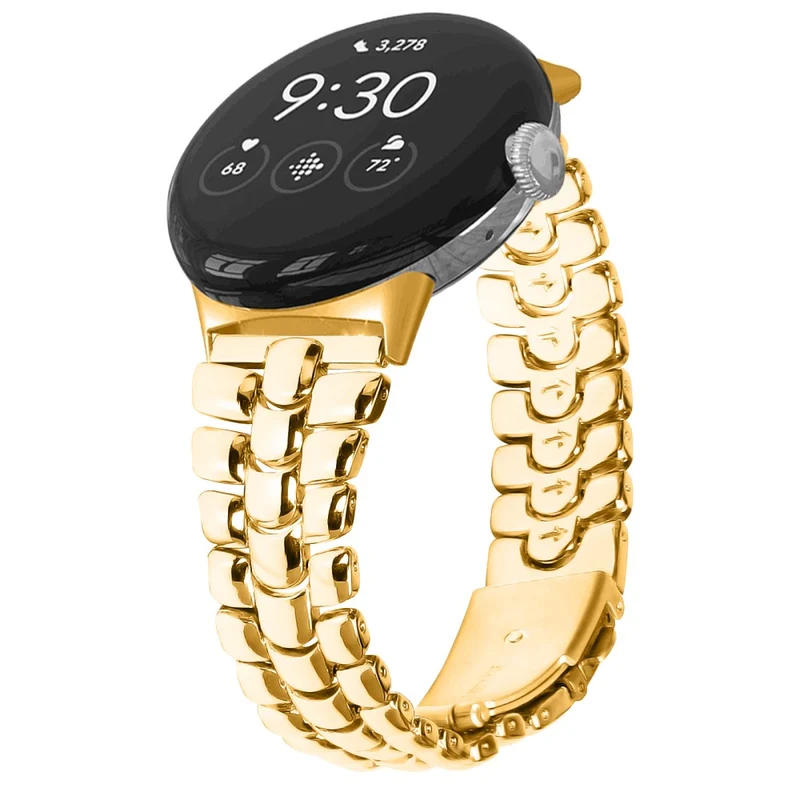 Google Pixel Watch / Watch 2 Fashion Alloy Watch Strap Replacement Wrist Band - Rose Gold