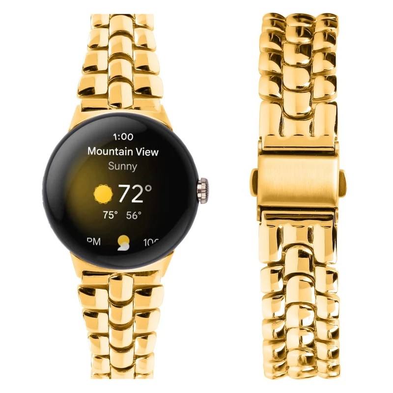 Google Pixel Watch / Watch 2 Fashion Alloy Watch Strap Replacement Wrist Band - Rose Gold
