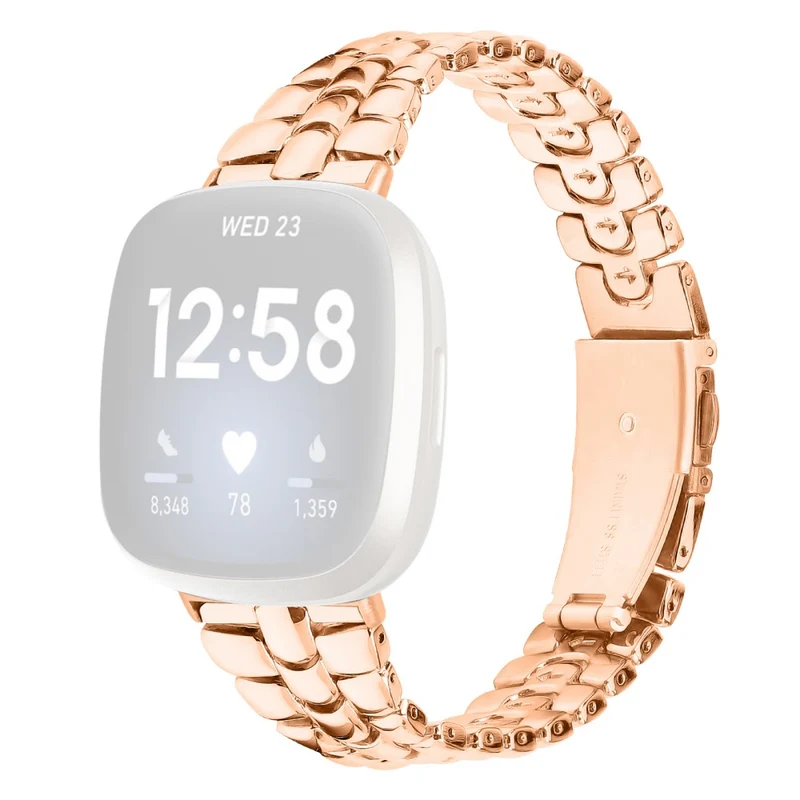 Fitbit Versa 3 / Sense Replacement Strap Stylish Alloy Smart Watch Band - Rose Gold