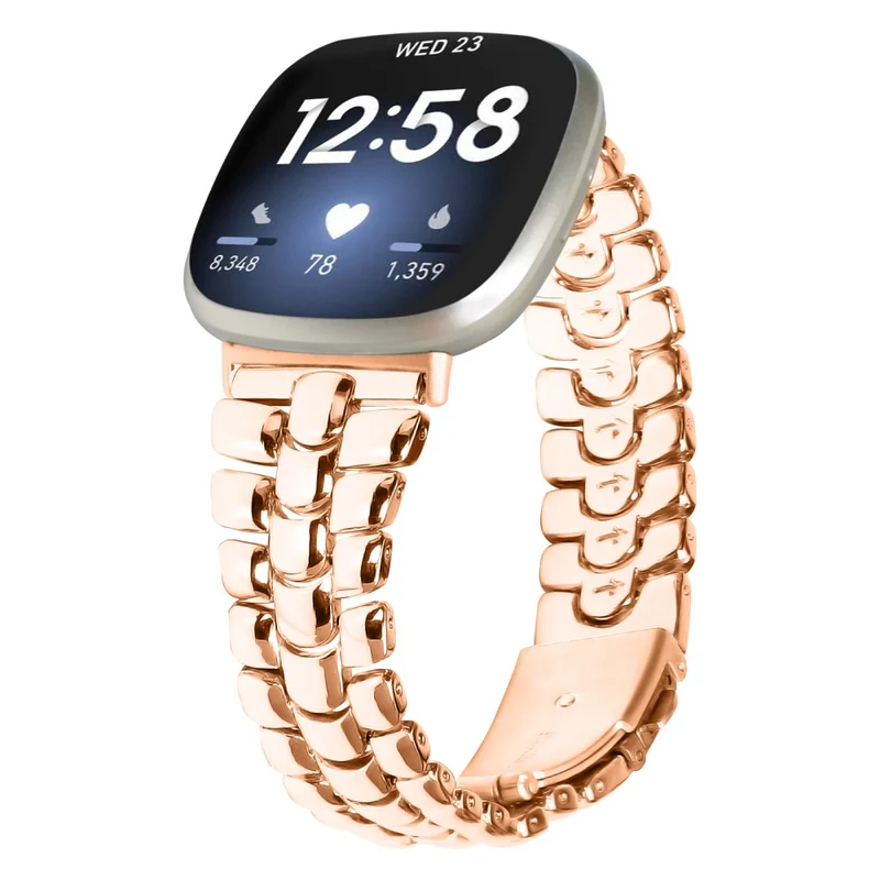 Fitbit Versa 3 / Sense Replacement Strap Stylish Alloy Smart Watch Band - Rose Gold