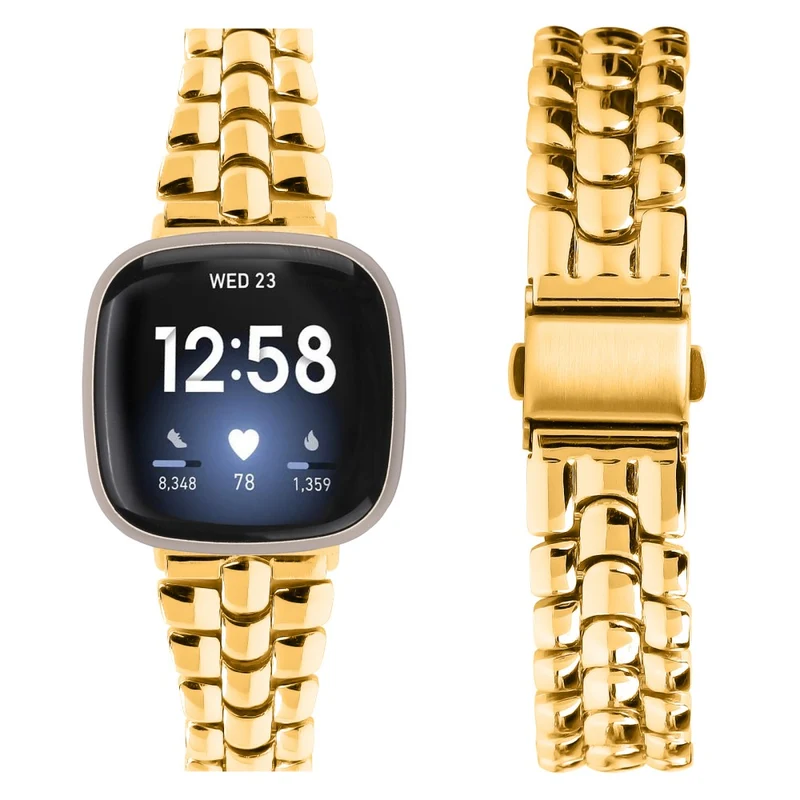 Fitbit Versa 3 / Sense Replacement Strap Stylish Alloy Smart Watch Band - Rose Gold