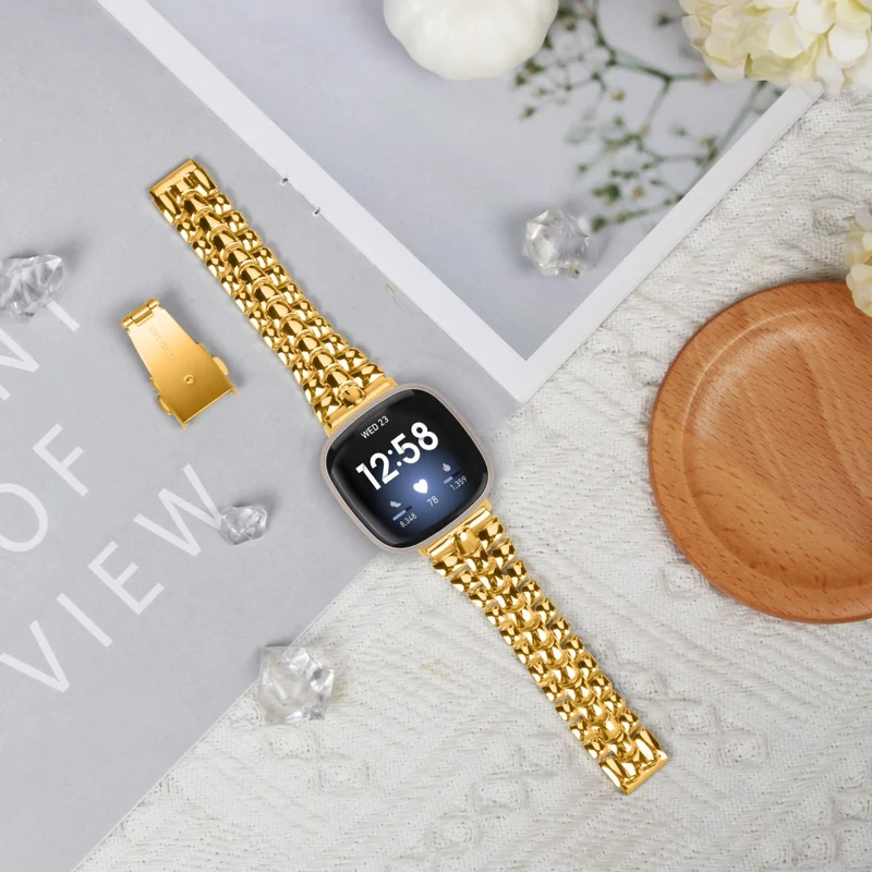 Fitbit Versa 3 / Sense Replacement Strap Stylish Alloy Smart Watch Band - Rose Gold
