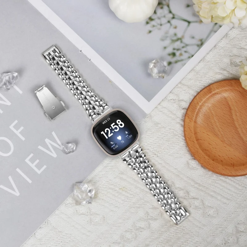 Fitbit Versa 4 / Sense 2 Stylish Alloy Watchband Replacement Wrist Strap