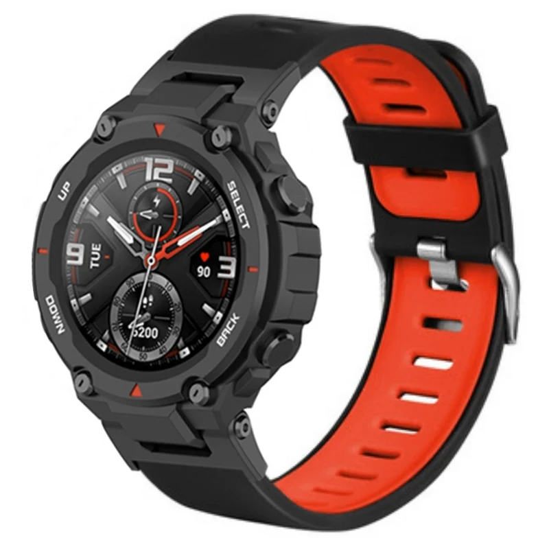 Huami Amazfit T-Rex / T-Rex Pro Silicone Watch Bands Dual Color Replacement Straps - Black+Grey