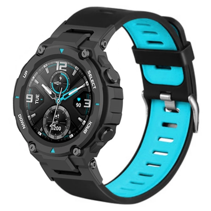 Huami Amazfit T-Rex / T-Rex Pro Silicone Watch Bands Dual Color Replacement Straps - Black+Grey