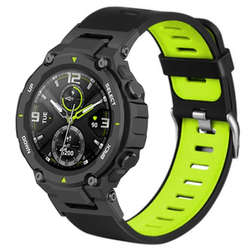 Huami Amazfit T-Rex / T-Rex Pro Silicone Watch Bands Dual Color Replacement Straps - Black+Grey